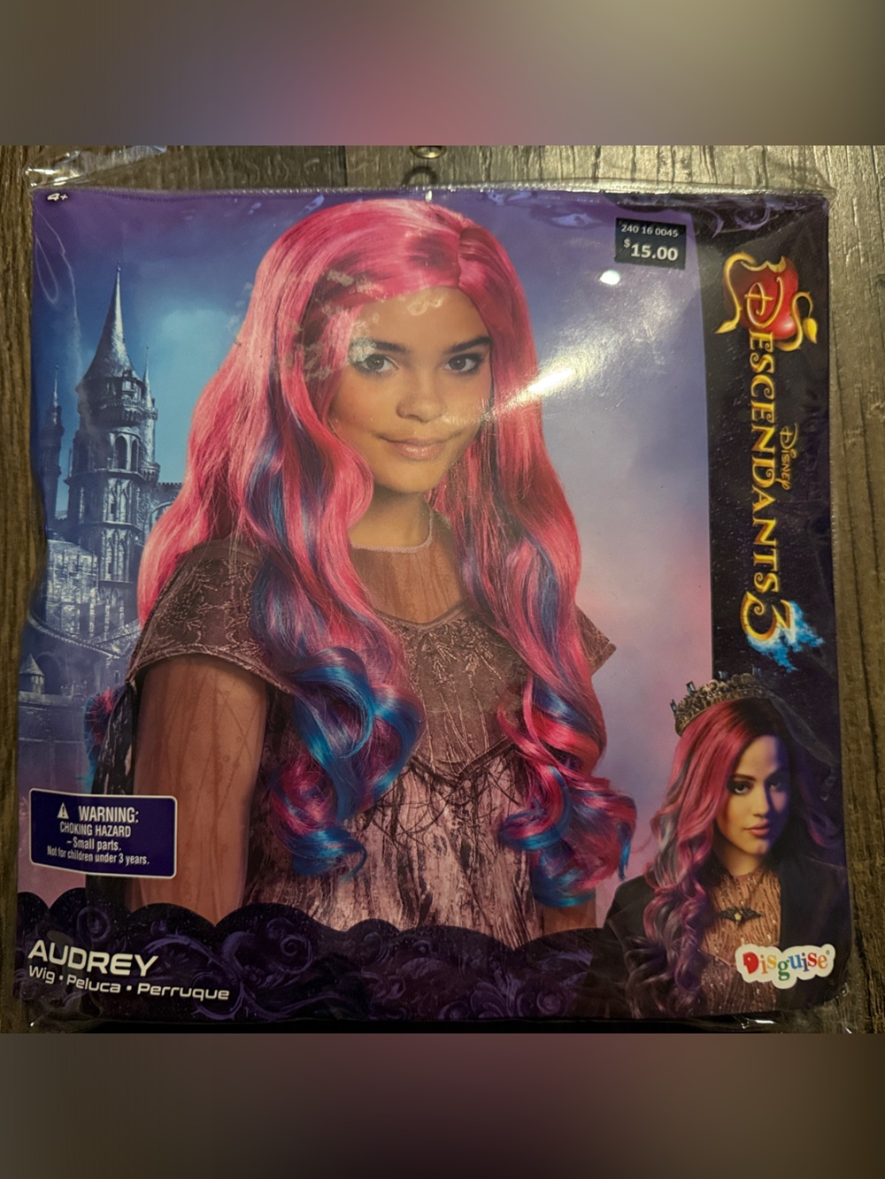 Disney Audrey Pink and Blue Curly Costume Wig
